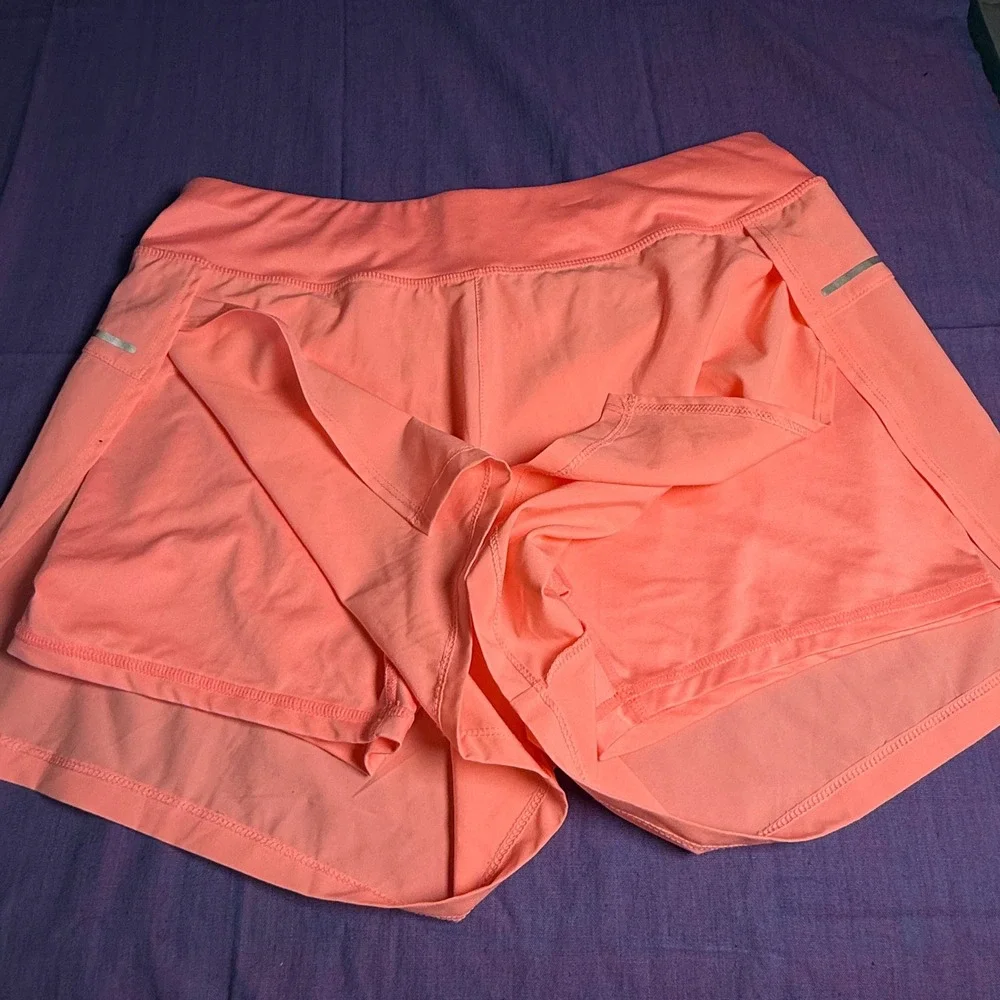 Avia Women's Running Shorts Medium Mystic Neon Coral Orange Liner‎ Reflective